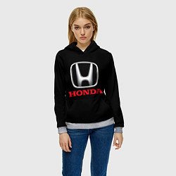 Толстовка-худи женская HONDA, цвет: 3D-меланж — фото 2