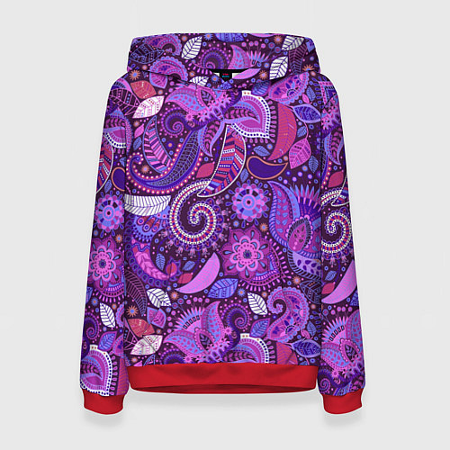 Женская толстовка Фиолетовый этнический дудлинг / 3D-Красный – фото 1