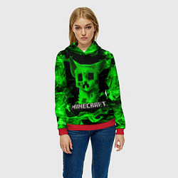 Толстовка-худи женская MINECRAFT CREEPER CAT, цвет: 3D-красный — фото 2