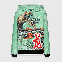 Толстовка-худи женская Изумрудный дракон, цвет: 3D-черный