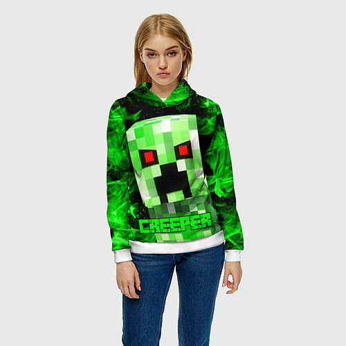 Женская толстовка MINECRAFT CREEPER / 3D-Белый – фото 3