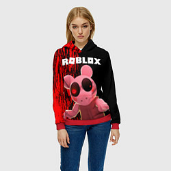 Толстовка-худи женская Roblox Piggy, цвет: 3D-красный — фото 2