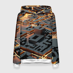 Толстовка-худи женская 3D абстрактная схема, цвет: 3D-белый