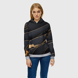 Толстовка-худи женская Black gold, цвет: 3D-меланж — фото 2