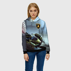 Толстовка-худи женская Lamborghini - motorsport extreme, цвет: 3D-черный — фото 2