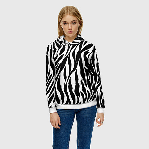 Женская толстовка Зебра / 3D-Белый – фото 3
