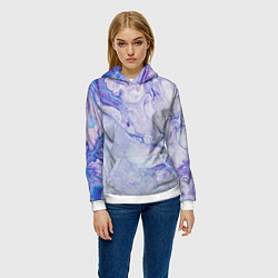 Толстовка-худи женская Разводы сиреневой краской, цвет: 3D-белый — фото 2