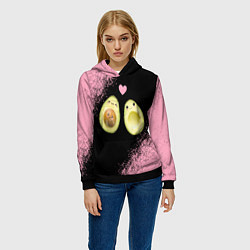Толстовка-худи женская Авокадо, цвет: 3D-черный — фото 2