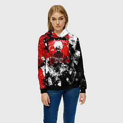 Толстовка-худи женская Кен канеки, цвет: 3D-черный — фото 2