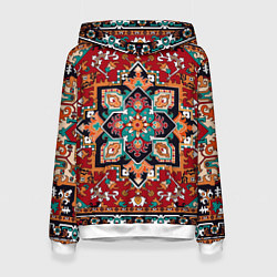 Толстовка-худи женская Классический ковер, цвет: 3D-белый