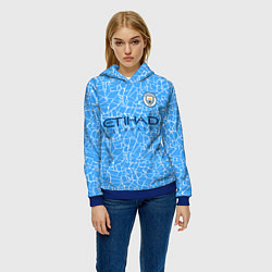 Толстовка-худи женская Manchester City 2021 Home Kit, цвет: 3D-синий — фото 2