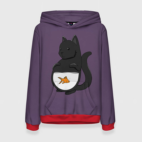 Женская толстовка Довольный кот / 3D-Красный – фото 1