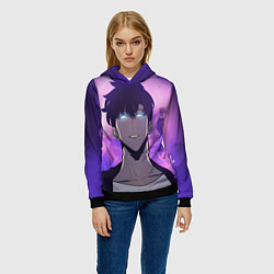 Толстовка-худи женская Поднятие уровня в одиночку, цвет: 3D-черный — фото 2