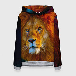 Толстовка-худи женская Лев 3D, цвет: 3D-меланж
