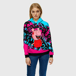 Толстовка-худи женская Roblox Piggy, цвет: 3D-черный — фото 2