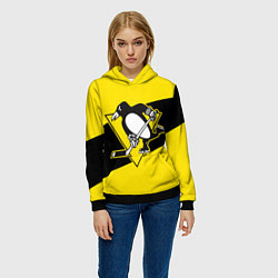 Толстовка-худи женская Питтсбург Пингвинз, цвет: 3D-черный — фото 2
