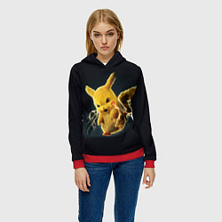 Толстовка-худи женская Pikachu Pika Pika, цвет: 3D-красный — фото 2