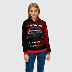 Толстовка-худи женская Honda Civic Type R, цвет: 3D-красный — фото 2
