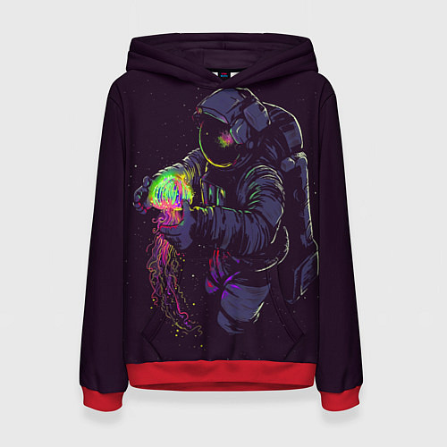 Женская толстовка Медуза и космонавт / 3D-Красный – фото 1