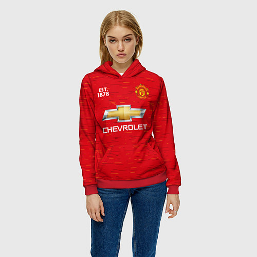 Женская толстовка MANCHESTER UNITED 2021 - HOME / 3D-Красный – фото 3