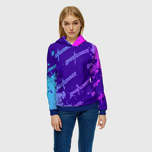 Женская толстовка Ghostrunner узор / 3D-Синий – фото 3