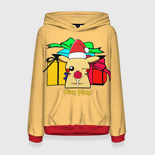 Женская толстовка New Year Pikachu / 3D-Красный – фото 1