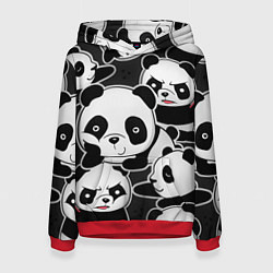 Толстовка-худи женская Смешные панды, цвет: 3D-красный