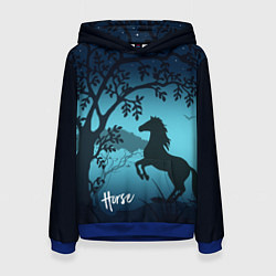 Толстовка-худи женская Конь, цвет: 3D-синий