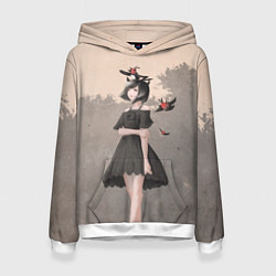 Толстовка-худи женская Secre Swallowtail, цвет: 3D-белый