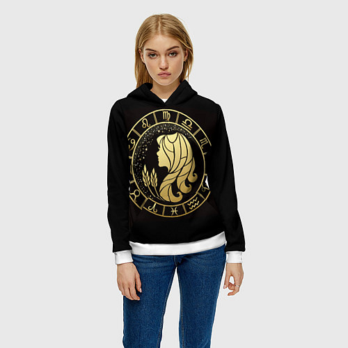 Женская толстовка Дева в золотом стиле / 3D-Белый – фото 3