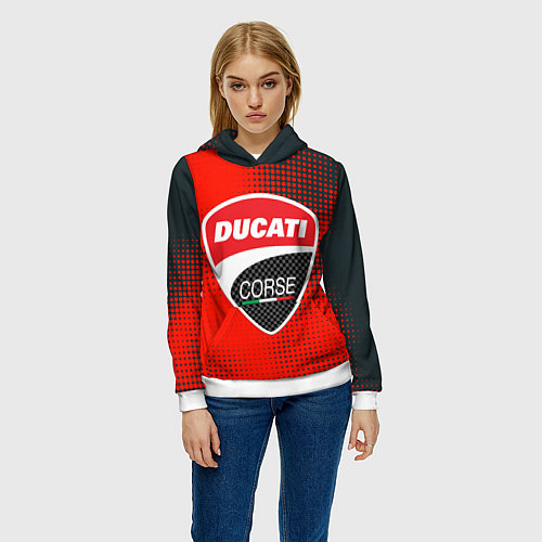 Женская толстовка Ducati Corse logo / 3D-Белый – фото 3