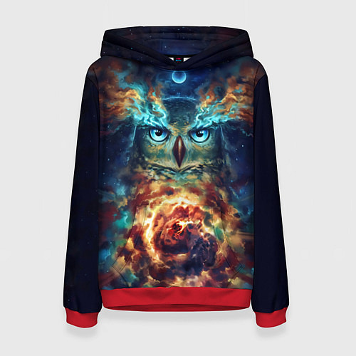 Женская толстовка Сова Космос / 3D-Красный – фото 1