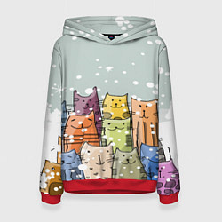 Толстовка-худи женская Котики, цвет: 3D-красный