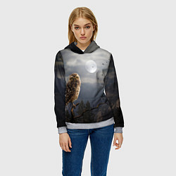 Толстовка-худи женская Сова, цвет: 3D-меланж — фото 2