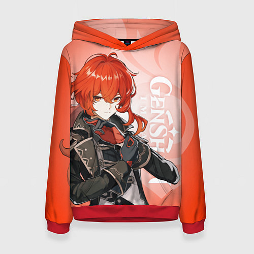 Женская толстовка GENSHIN IMPACT, ДИЛЮК / 3D-Красный – фото 1