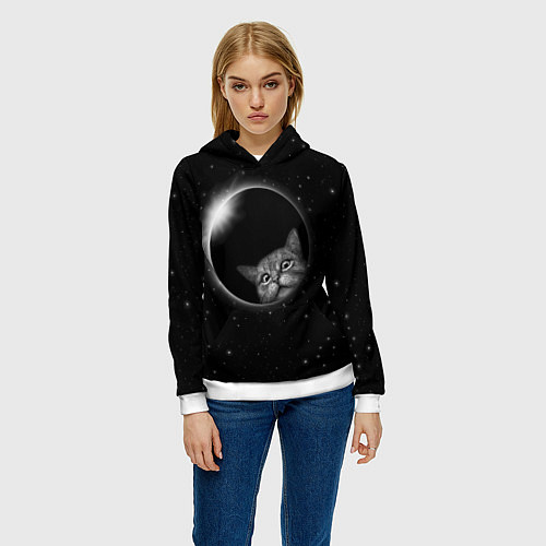 Женская толстовка Кот в Космосе / 3D-Белый – фото 3