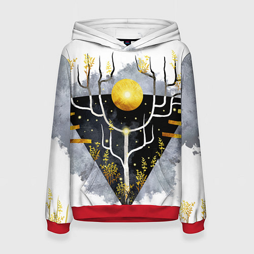 Женская толстовка Графит и золото: дерево жизни / 3D-Красный – фото 1
