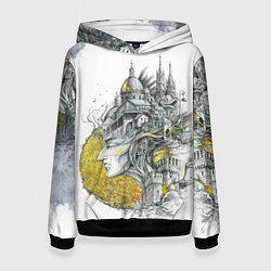 Толстовка-худи женская Город в голове, цвет: 3D-черный