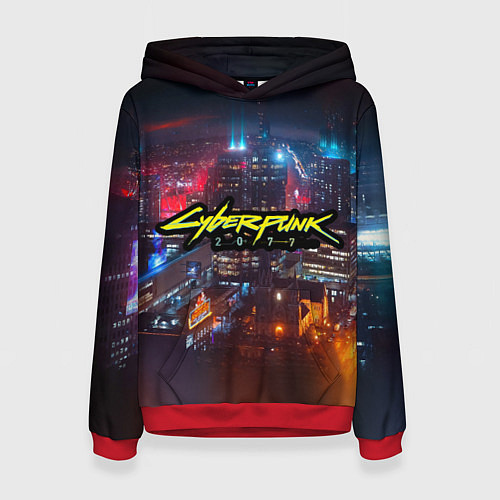 Женская толстовка Найт сити / 3D-Красный – фото 1