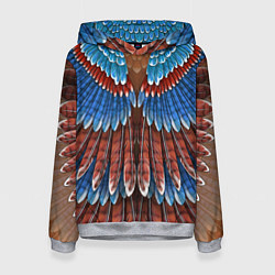 Толстовка-худи женская Оперение: сойка, цвет: 3D-меланж