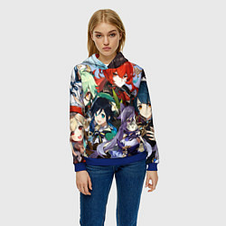 Толстовка-худи женская Персонажи Genshin Impact, цвет: 3D-синий — фото 2