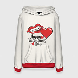 Толстовка-худи женская Happy Valentines Day, цвет: 3D-красный