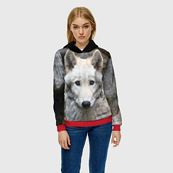 Толстовка-худи женская Волк, цвет: 3D-красный — фото 2