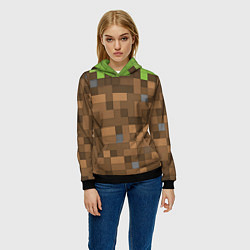 Толстовка-худи женская Minecraft камуфляж, цвет: 3D-черный — фото 2