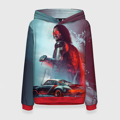 Женская толстовка Cyberpunk 2077 Джонни и Порш / 3D-Красный – фото 1