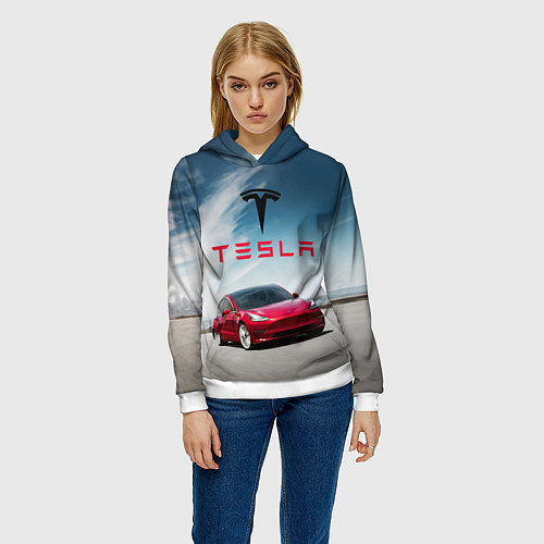 Женская толстовка Tesla Model 3 / 3D-Белый – фото 3