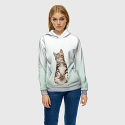 Толстовка-худи женская Котенок на задних лапках, цвет: 3D-меланж — фото 2