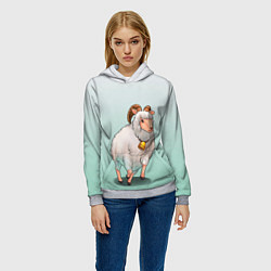 Толстовка-худи женская Бегущий барашек рисунок, цвет: 3D-меланж — фото 2