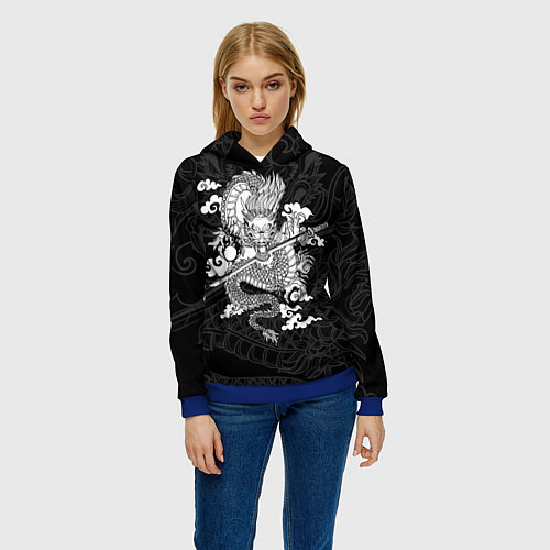Женская толстовка ДРАКОН DRAGON / 3D-Синий – фото 3