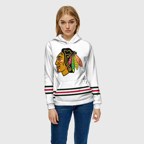 Женская толстовка Чикаго Блэкхокс Форма1 / 3D-Белый – фото 3
